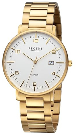 REGENT Herren Armbanduhr Analog Metallarmband Gold URF1522 Analoguhr