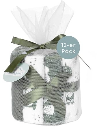 Kindsgard Waschtücher - 12er Pack - 20x20cm - 100% Baumwolle - Waschlappen - sehr weich & sanft - hautfreundlich - waschmaschinenfest - pflegeleicht - Baby & Kleinkindpflege - Olive