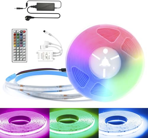 Arotelicht Striscia LED COB 24V 10M RGB IR dimmerabile Kit striscia LED RGB, con controller e alimentatore, striscia luminosa LED 576LED/M, per camera da letto, cucina, decorazioni per la casa