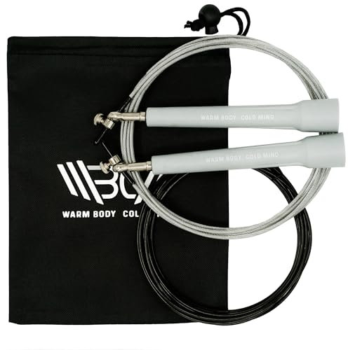 WARM BODY COLD MIND Corda da salto regolabile per uomini e donne, corda da salto veloce, corda da salto per sollevamento pesi, boxe, palestra, sport all'aperto o al chiuso, fitness (Argento)