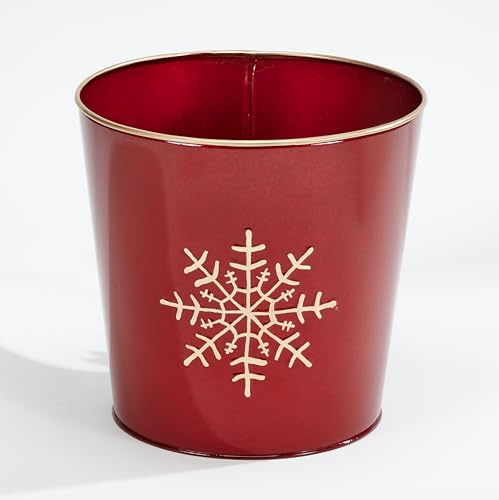 Worth Imports Weihnachtseimer aus verzinktem Metall mit Schneeflocken-Design, 23,5 cm Höhe, 24,1 cm Durchmesser, 2 Stück