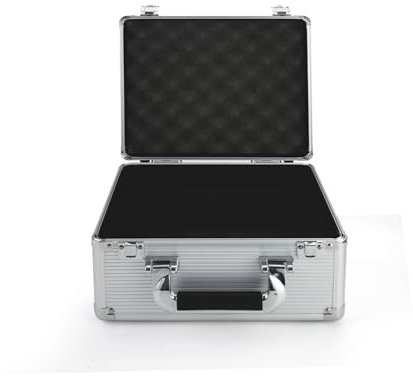 Boîte à outils en alliage d'aluminium, boîte de rangement portable pour livres d'or et téléphone avec artisanat rétro classique (argenté)