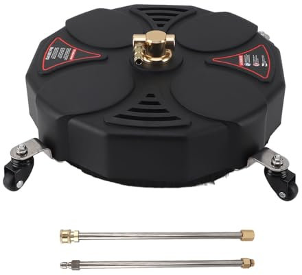 13'' Pressure Washer Cleaner Attachment with 4 Wheels, Driveway Power Washer Accessory with 2 Extension Wand, 1/4 Quick Connect, 2500 PSI