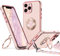 XYZ for iPhone 11 Pro Max Case with Stand, Double Ring Holder Case Heart with Lanyard for Girls Women, Luxury Cute Bling Protective Phone Cover for iPhone 11 Pro Max, Pink