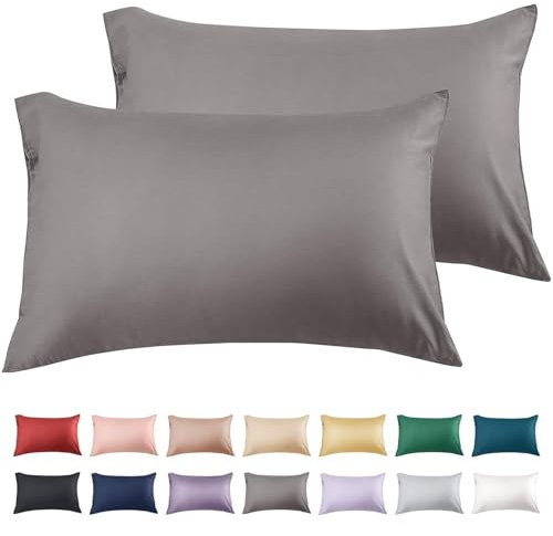 Warmstar Baumwoll-Kissenbezüge für King-Size-Betten, 90 x 50 cm, Fadenzahl 600, weich, atmungsaktiv, Satin-Gewebe, langstapelig, hypoallergen, mit Hotelverschluss, 2 Stück