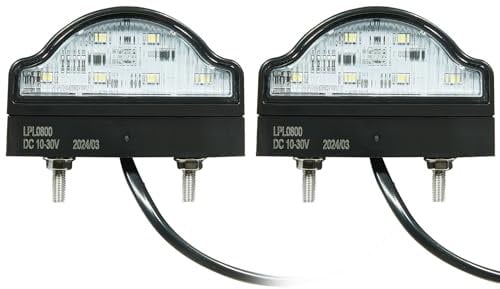 SPARKMOTO Kennzeichenleuchte LED 12V 24V,2 Stück Kaltes Weiß LED Kennzeichenbeleuchtung anhänger, Wasserdicht Nummernschildbeleuchtung Hinten LED für PKW Anhänger,LKW