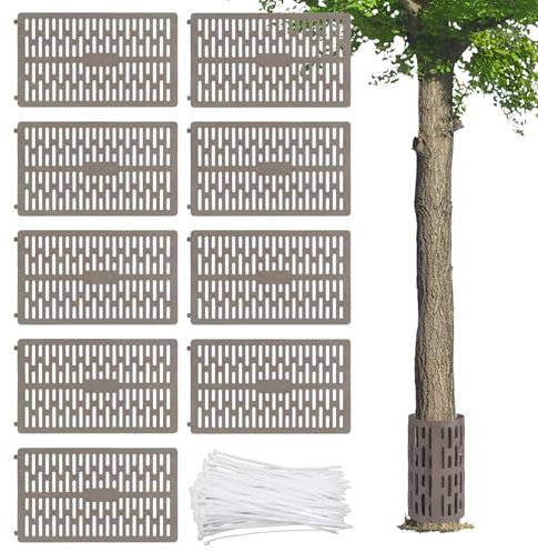 CPROSP 9 Pièces Protection de Tronc d'arbre 33 * 20cm, Protection Autour des Arbres en Plastique Taille Réglable, pour la Protection Contre Les Animaux et Les Tondeuses à Gazon, Gris.