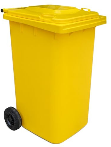 plasteo 240 Liter Gelbe Mülltonne – Robuster Abfallbehälter für Mülltrennung – Wetterfest & Langlebig – Ideal für Recycling im Außenbereich