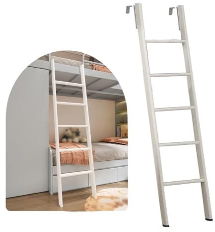 Hochbett Leiter Platzsparend Metallleiter für Etagenbetten mit Haken, Leiter für Wohnmobil-Einzelbetten/ Nur Kurze Aufstiegsleiter, Doppel-Seitentrittleiter für Wohnwagenschrank, Dachboden, Schlafsaal