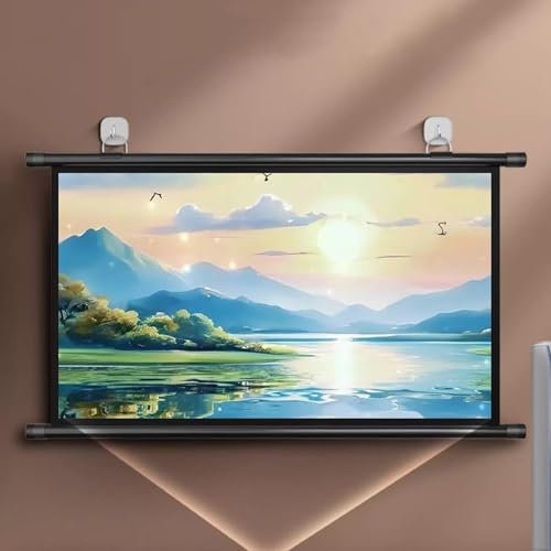 SXKJQER 30, 40, 50, 60, 72 Schermo di Proiezione Avvolgibile, HD Telo Proiettore Anti Rughe Pieghevole Portatile, Schermo Proiezione Esterno for Casa Ufficio Eventi all`Aperto Teatro(16:9,40)