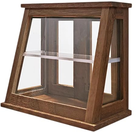 Fenteer Puppenhaus-Bäckerei-Vitrine, hölzerne Puppenhaus-Möbel im Maßstab 1:12, Mini-Bäckerei-Koffer für Mikro-Landschaftsdekoration, Zubehör, Hintere Tür Aus Walnussholz