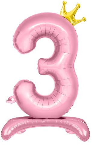 Luftballon 3. Geburtstag, Stehend Folienballon 3 Zahlen Luftballon Rosa 32/81cm Folienballon Geburtstag Deko Mädchen