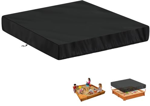 LAMUNI Bâche Bac à Sable Exterieur Housse de Bac à Sable, 420D Oxford Bâche pour Bac à Sable, Housse de Protection pour Bac à Sable de Jardin, Imperméable Couverture Bac à Sable, 200x200x20cm
