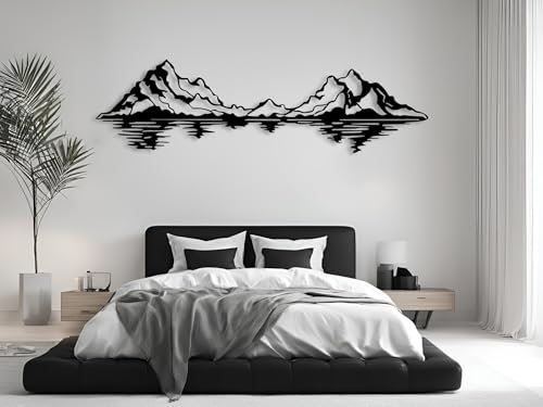 VAILLA Berge Wanddeko, Wandbild aus Holz, Wand deko in Schwarz Gold, 3D Bilder, Wandbilder Home Wall Art Dekoration, Wandaufkleber, Moderne Deko, Bilder für Zuhause Schlafzimmer, Wohnzimmer (Berge 19)