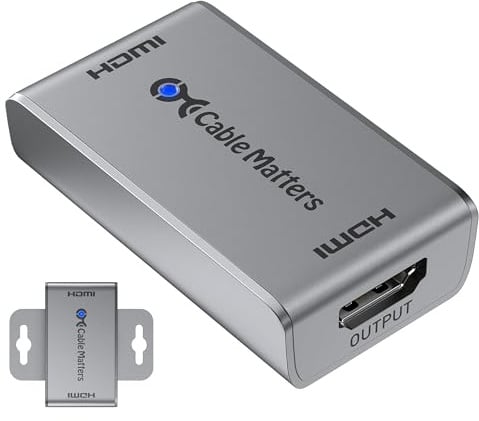 Cable Matters Acoplador HDMI Activo 2.1 Montable en Pared, 8K | 8K@60Hz, 4K@240Hz, HDR y EARC, HDMI-hembra a HDMI-hembra, PS5, Xbox Series X/S y Apple TV