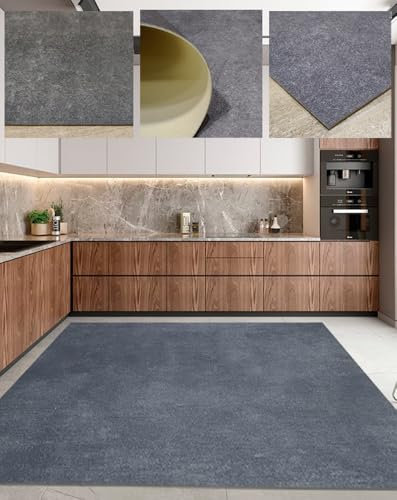 Alfombra PVC lisa de color gris efecto cemento - Larga para pasillo, corre caminos, para cocina y fácil limpieza/ 65 x 300 cm / Gris