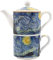 The Leonardo Collection Vincent Van Gogh Van Gogh - Té de noche estrellada para uno con taza y tetera a juego, tetera de cerámica ideal para el hogar y al aire libre, sin tensión de té, regalo