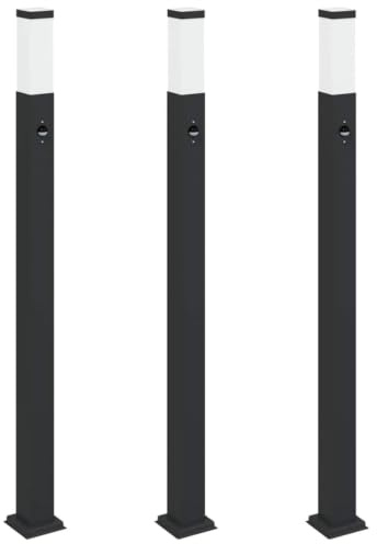 vidaXL Pollerleuchten mit Sensor 3 STK. 110 cm Schwarz IP44