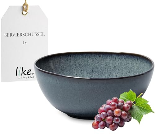 like. by Villeroy & Boch – Lave gris Servierschüssel 2er Set – Ø 25,5 x 10,5cm – Runde Schüssel für Salate, Obst und Gebäck – Pottery-Look – Steingut, Spülmaschinenfest
