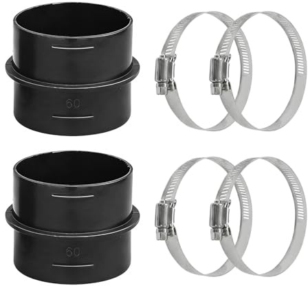 Nevoluxer - 2 racores redondos para manguera de 75 mm con 4 abrazaderas de acero inoxidable, junta para manguera de calefacción, manguito para manguera, racor para manguera de calefacción