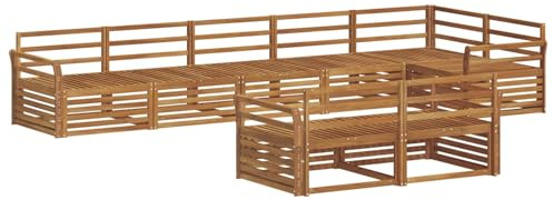 vidaXL Outdoor-Sofagarnitur 8 pcs Natur Massivholz Akazie, Modulares Outdoor-Sofa-Set, Robustes Garten-Lounger, Acacia-Möbel für Terrasse, Moderne Sitzgelegenheit