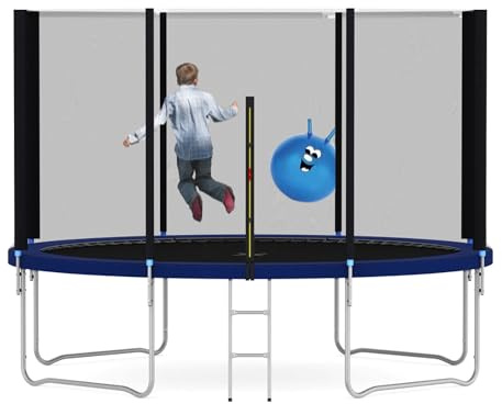Heavy Duty 6FT 8FT 10FT 12FT 14FT Outdoor Trampoline with Enclosure Net for Kids Spring Cover Ladder FREE Space Hopper