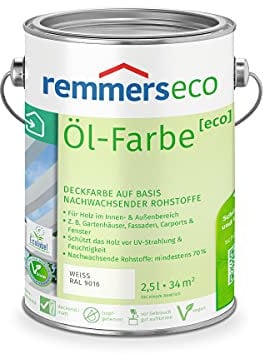 Remmers Peinture huile écologique Gris basalte (RAL 7012), 2,5 litres, Peinture aqueuse pour le bois en intérieur et extérieur. Peinture 3en1: isolant/application intermédiaire/finition.