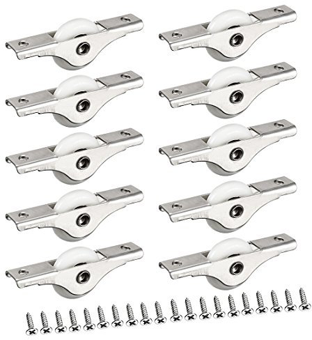 sourcing map roulette porte coulissante verre Poulie de fenêtre galvanoplastie roue nylon diamètre de 24mm 10pcs