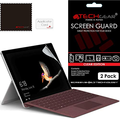 TECHGEAR [Pack of 2 Screen Protectors for Microsoft Surface Go 10, Clear Screen Protector Guard Cover With Screen Cleaning Cloth & Application Card (a.k.a Surface Go 1)