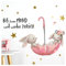 Little Deco Wandtattoo Babyzimmer Hasen & Spruch Bis zum Mond I Wandbild 51 x 28 cm (BxH) I Regenschirm Kinderbilder Deko Kinderzimmer Mädchen Aufkleber Sticker DL160