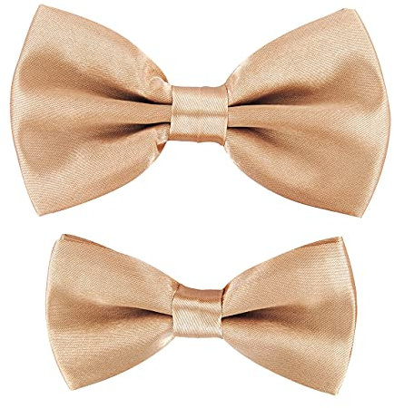 axy Vater-Sohn Partnerlook Fliege Schleife, bereits gebunden, Konfirmation verstellbar in verschiedenen Farben FLIP1 (Beige)