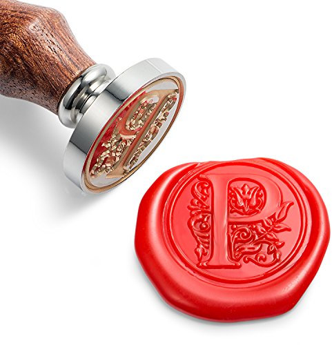 Mceal Wachssiegelstempel, Silberner Messingkopf mit Holzgriff, königlicher Buchstabe A bis Z (Buchstabe P)