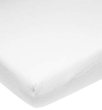 Meyco Baby Uni Molton Stretch Spannbettlaken für das Kinderbett (wasserdichter Matratzenschoner, extra elastisch und atmungsaktiv, Bettauflage aus 80% Baumwolle, Maße: 60 x 120cm), Weiß