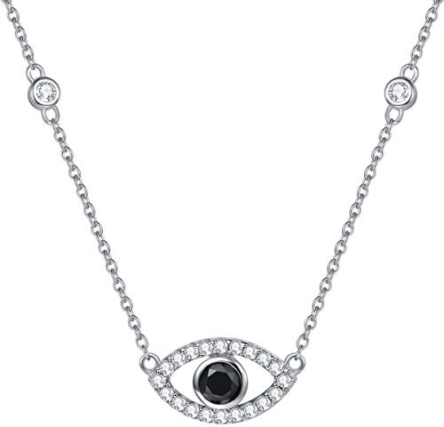 Nazar Auge Kette Türkisches Böse Auge Nazar Boncuk Evil Eye Anhänger aus 925 Sterling Silber Halskette Schmuck für Damen Mädchen - Kettenlänge: 40+5 cm