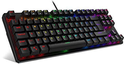 TECWARE Phantom RGB 88 UK-Layout (QWERTY) Mechanische Tastatur, roter Schalter