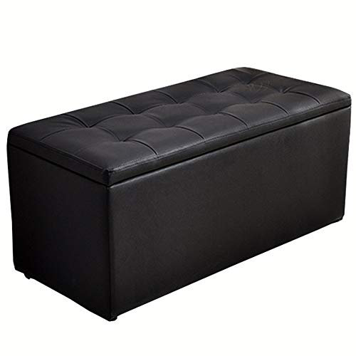 WHOJA Sitzbank Sitztruhe Sofa Hocker Massenspeicher Rechteckiger gepolsterter Fußschemel PU Leder 80x40x40cm Sitztruhe Sitzhocker Fußhocker (Color : Black)