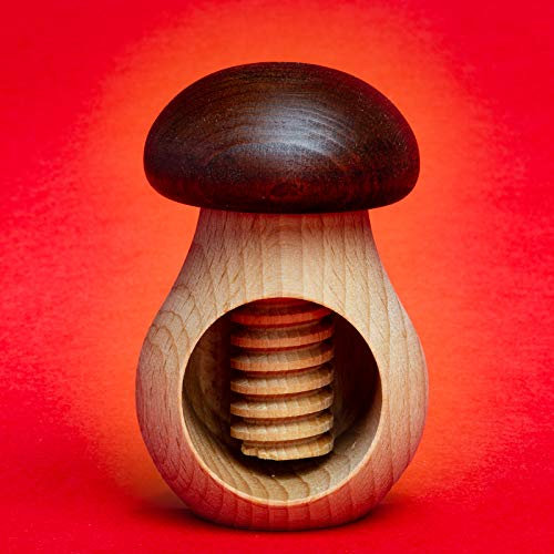 SIKORA NK-P Nussknacker aus Buchen Holz als Pilz Figur mit Schraubgewinde für Walnüsse, Farbe/Modell:02 Braunkappe
