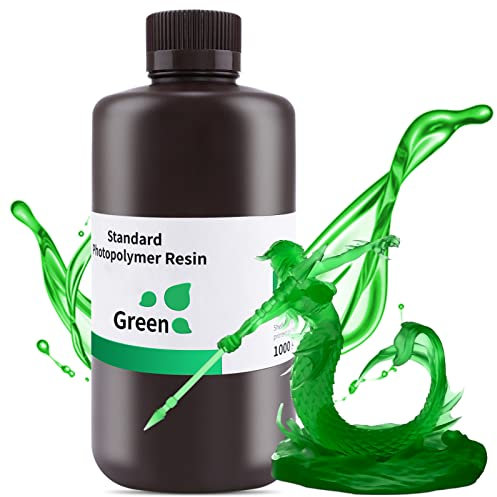 ELEGOO 3D Drucker LCD UV Resin, 405nm Rapid Photopolymer Resin für LCD/DLP 3D Drucker Photopolymer Harz 1000g Klargrün