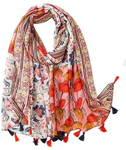 FAIRYGATE Schal Warm Früehling Baumwolle mit quasten Pashmina Schals Stola Umschlagtücher für Damen Stola Schal für Kleider in verschiedenen Farben Pärchen 0238, 90 * 180 cm