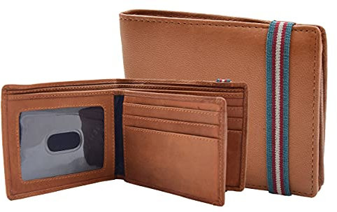 A1 FASHION GOODS Louis Herren-Geldbörse, Leder, schmal, RFID-sicher, Kreditkarten, Ausweise, Notizen, in Geschenkbox, hautfarben, Medium L:11.0 x W:1.0 x H:9.0 cm, Casual