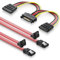 deleyCON Juego de Cables SATA 3 2x Cable SATA III con 1x Conector de 90° + Cable Adaptador de Alimentación Y - Disco Duro SSD HDD
