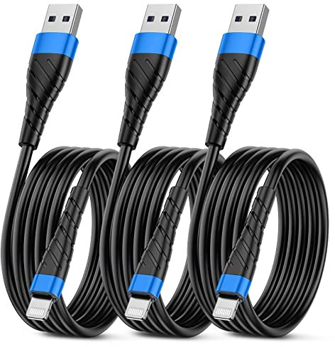 OIITH MFi Certified for iPhone Charger Cable 3 Pack 6 Ft, Long for Lightning Charging Cord, Fast 2.4A for iPhone USB Cord Compatible with iPhone12/11/XS/Max/XR/X/8/8P/7P/6/iPad - Blue