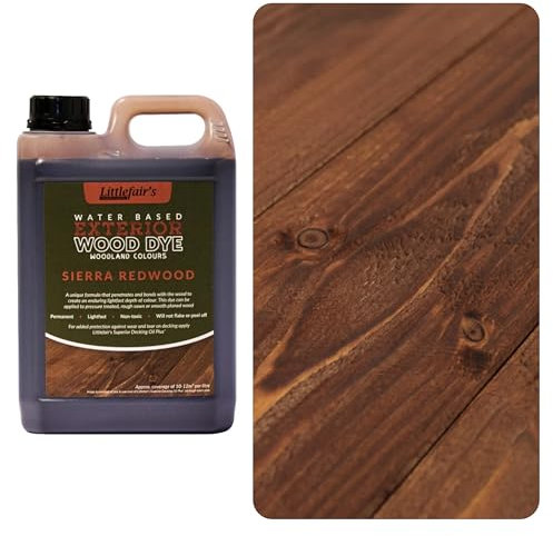 Littlefair's Holzlasur Außen 5ltr - Holzlasur Für Natürliche Holzmaserung - Wasserbasierte Holz Lasur - Schnell Trocknend, Schützt Und Umweltfreundlich - Farbe:Sierra Redwood)