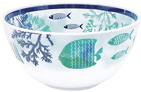 Les Jardins de la Comtesse - Petit Bol en Mélamine - Bleu Mer et Poissons - Caraïbes - Ø 15 cm - Service de Table - Collection de Vaisselle Quasi-Incassable