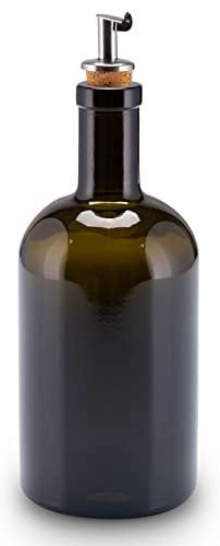 Juego de aceite y vinagre frasco de farmacia de cristal verde antiguo con boquilla de acero inoxidable para aceite y vinagre (Blanko 500 ml)