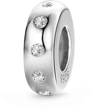 GNOCE Pflaumenblüten-Stopper für Charm-Armbänder 925er Sterlingsilber Charm-Schmuck Geschenk für Frauen Mädchen Ehefrau Tochter passend für Schlangenketten-Armbänder/Halskette (Funkelnd)