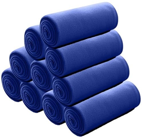 wometo 10er Vorteilspack Fleecedecke oekoTex 130x160 ca. 400g mit Anti-Pilling und Kettelrand dunkelblau
