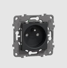 Schneider Schirme Prises à Composer Anthracite Unica, 2P+T, 16A, Lot de 5