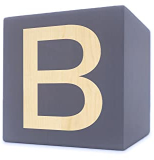 Holzbuchstabe Würfel, 5 x 5 cm, grau, Buchstabe B