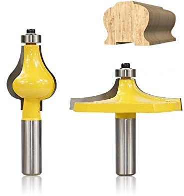 KEEBI 2pcs Handrail Router Bit Set, 1/2'' Shank Wood Armrest Handrail Router Bits Carbide Router Bit Set For Woodworking Tenon Cutters